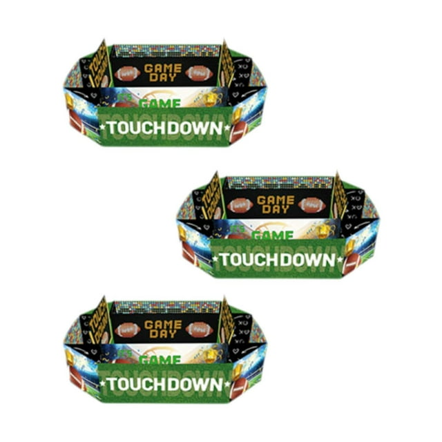 veasfak 3Pcs Serving Trays Football Snack Stadium Set Platters for Day B