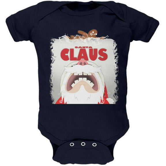 Christmas Santa Jaws Claus Horror Navy Soft Baby One Piece - 9-12 months