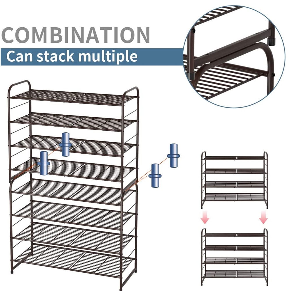 Simple Trending 3-Tier Stackable Shoe Rack, Expandable & Adjustable Shoe  Shelf Storage Organizer, Wire Grid, Black – Built to Order, Made in USA,  Custom Furniture – Free Delivery