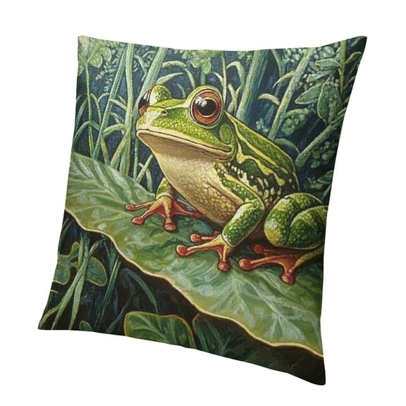 Patifu Throw Pillow Covers Frog Animal Throw Pillows Covers for Couch Vintage Green Botanical Palm Tree Home Decor Ark Academia Sofa Cushion Cover  12x12in