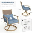 thumbnail image 6 of Poteban Patio Swivel Chairs Set of 2, Outdoor Dining Chairs with Deep Seat Cushion, All Weather Swivel Rocker Chairs with Hand-Painted Metal Frame, for Backyard Deck Lawn (Blue), 6 of 9