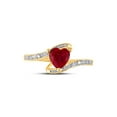 thumbnail image 2 of 10kt Yellow Gold Womens Heart Lab-Created Ruby Solitaire Diamond-accent Bypass Ring 1 Cttw, 2 of 2