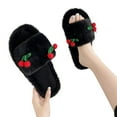 thumbnail image 3 of Vedolay Women's Slippers Fuzzy Plush Cozy Winter Bedroom Shoes Slippers for Indoor Black,37, 3 of 5
