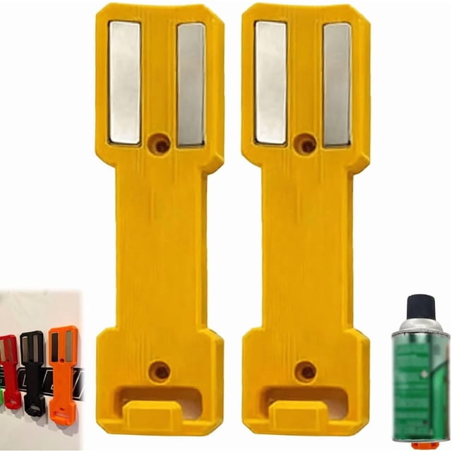 2-PCS Magnetic Aerosol Can Holder, Double-Sided Powerful Magnet Bottle Holder, Spray Can Wall Mount Organizer Paint Can Bottle Rack for Garage,Toolbox, Workspac,Yellow