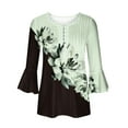 thumbnail image 4 of Jacenvly Womens Tops 3/4 Sleeve Misses Fold Printed Regular Misses V Neck Button Tops Summer and Fall Blouse, 4 of 5