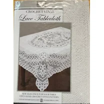 Better Home USA Crochet Lace Vinyl Tablecloth, Vintage Look, 60" x 104", White