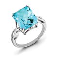 thumbnail image 3 of 925 Sterling Silver Rhodium Octagonal Blue Topaz Ring Size 6, 3 of 6