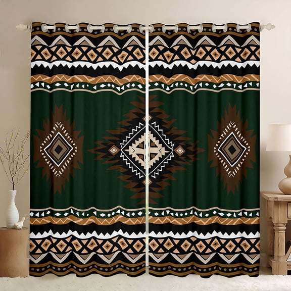 Manfei Hippie Aztec Black Out Curtains for Female Men,Bohemian Abstract Geometric Curtains Pack of 2 (42x63 Each),Exotic Style Bedroom Curtains,Super Cozy Room Decor
