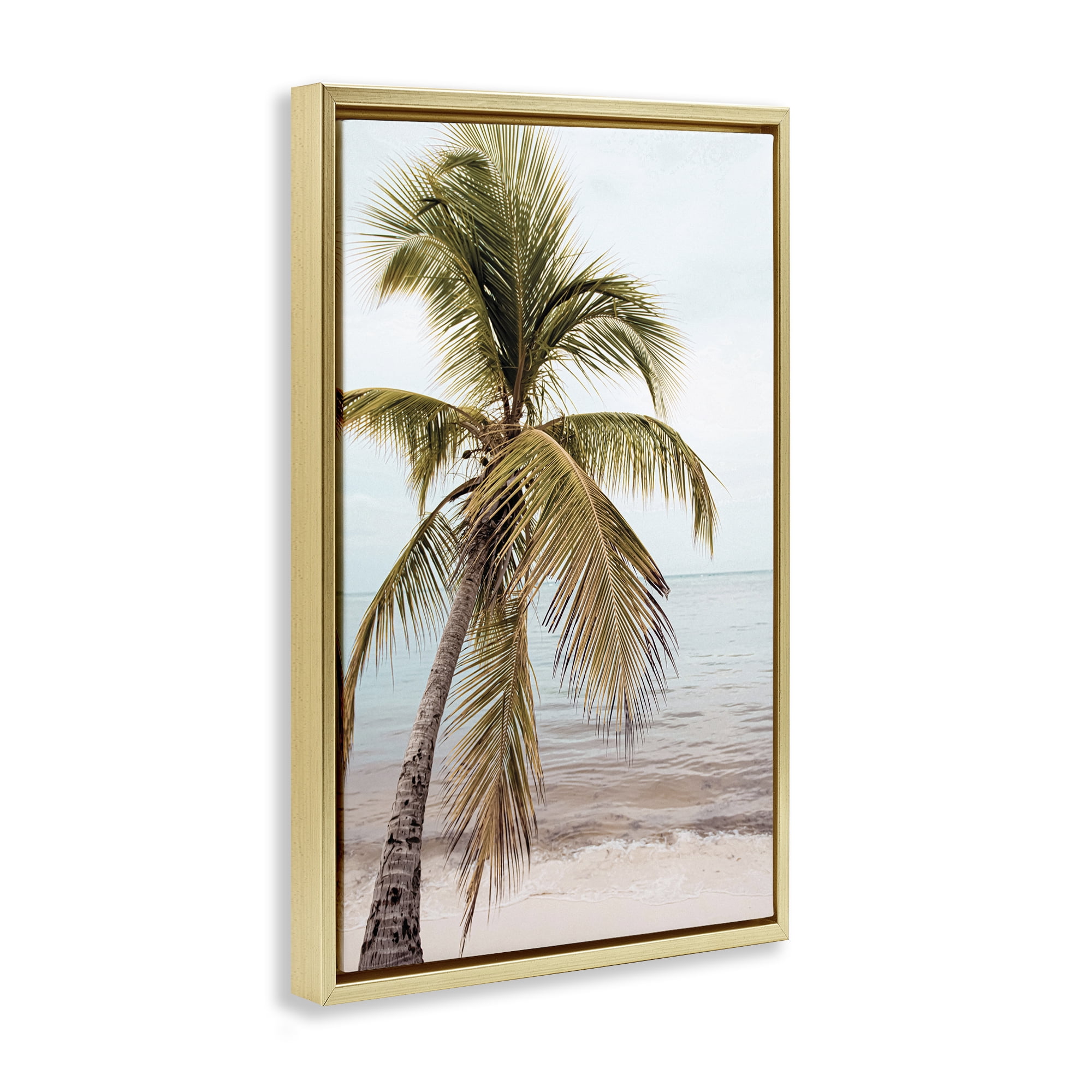 Stupell Industries California Summer Palm Nautical & Beach Photography Gold Floater Framed Canvas Art Print Wall Art, 21 x 31