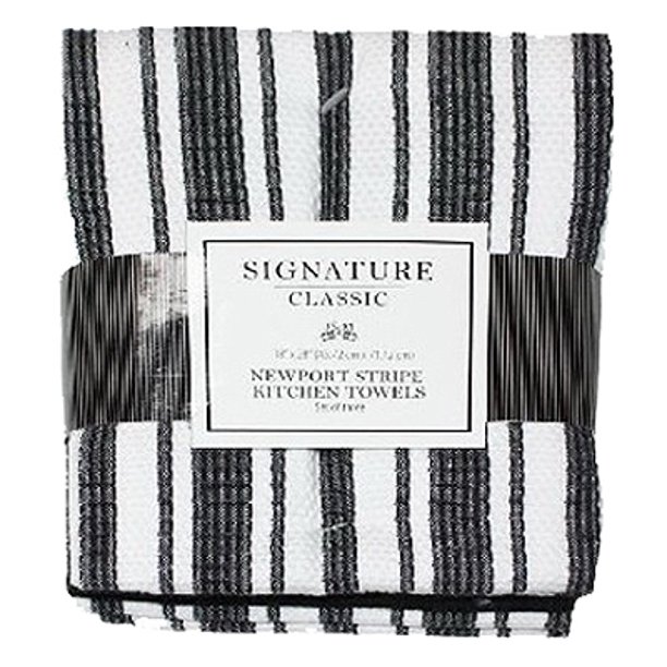2pk 3 Pack 18 X 28 Newport Black 100 Cotton Striped Kitchen Towels Walmart Com Walmart Com