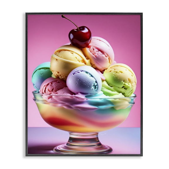 Stupell Industries Contemporary Rainbow Hued Sundae Dessert Black Framed Giclee Art, 11 x 14, by Tabz Jones