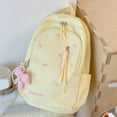 thumbnail image 4 of Nylon School Backpack, Lightweight Backpack with Bow Pendant, Spacious Trendy Backpack for Travel College Work, Yellow, 4 of 10