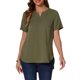 thumbnail image 2 of INSPIRAR CHIC Blusas de Verano Casuales para Mujeres con Cuello en V de Manga Corta y Dobladillo Curvo S Verde Ejército, 2 of 6