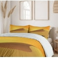 thumbnail image 6 of Dune Duvet Cover Sets, Hot Sahara Desert Illustration with a Camel Caravan Silhouette, Bedding Set with 2 Duvet Covers & 4 Pillowcases, 2 Pack Cal King Size, Marigold Dark Grey, by Ambesonne, 6 of 7