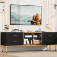 thumbnail image 5 of Luku Stylish TV Stand with LED Lights, Glass Doors, and Gold Alloy Accents: 65 Inch TV Console for Elegant and Organized Living Spaces, 5 of 9