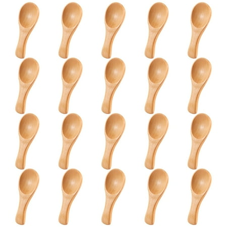

Small Wooden Spoons Mini Tasting Spoons Condiments Salt Spoons for Kitchen Cooking Seasoning Oil Tea Sugar 20Pcs