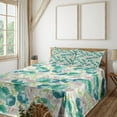 thumbnail image 3 of Ambesonne Vintage Fitted & Top Sheet Set with Shams, Flora Pattern with Rose, Turquoise Beige Green, 3 of 8