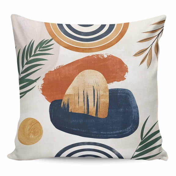 Boho Pillow Covers 26x26 Inch Decorative Throw Pillow Cover, Bohemia Middle Century Leaves Abstract Minimalist Beige Sofa Pillowcases Accent Cushion Case Home Decor Bedroom Living Room