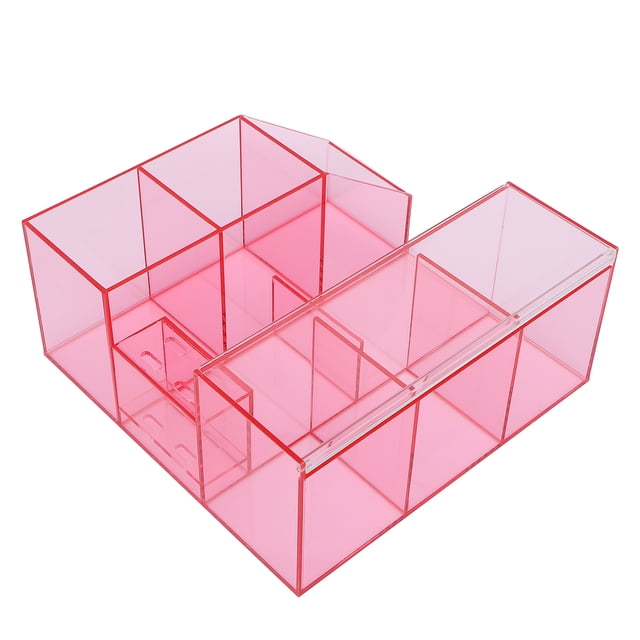 Caja de almacenamiento de herramientas Jadeshay para decoración de uñas injerto de pestañas Acrílico rosa transparente