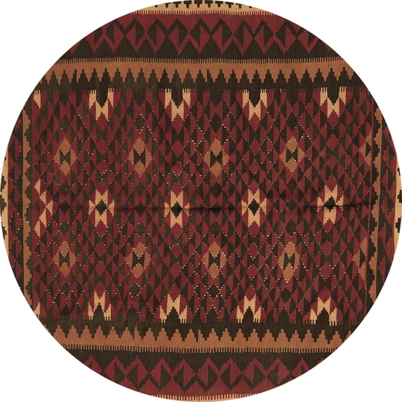 Ahgly Company Indoor Round Oriental Brown Traditional Area Rugs, 7' Round