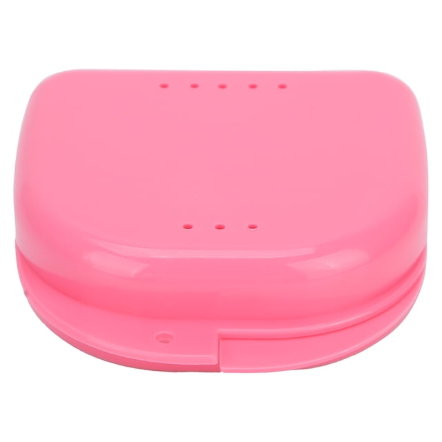 Caja de plástico para retenedores dentales, caja de almacenamiento portátil para retenedores dentales de ortodoncia con orificios de ventilación, color rosa