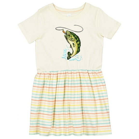 Inktastic Leaping Bass Fish Girls Toddler Dress