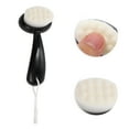 thumbnail image 3 of Unique Bargains 1 Pc Soft ABS Nylon Wool Cleansing Brush with Dots Curved Handle Black White 4.65"x2.09", 3 of 4