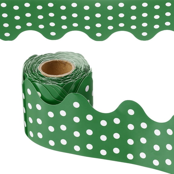 Uxcell Dots Bulletin Board Border, 33 Feet Poster Chalkboard Cork Decoration Trim Scalloped Borders Wall Decor for Classroom Office Locker, Dark Green