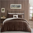 thumbnail image 5 of JERFIT Full Queen Comforter Set Brown Ivory, Ultra Soft Plush & Sherpa Reversible All Season Down Alternative Bedding Set with Shams, 5 of 10