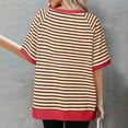 thumbnail image 6 of GEWSEY Womens Striped Short Sleeve Tunic Tops Oversized Crewneck T Shirt Casual Loose Fit Color Block Sweatshirt Red, XL, 6 of 8