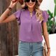 thumbnail image 4 of Camiseta informal para mujer con cuello en V y volantes ligera para mujer de ajuste relajado (morado XL) FLhrweasw Para estrenar, 4 of 8