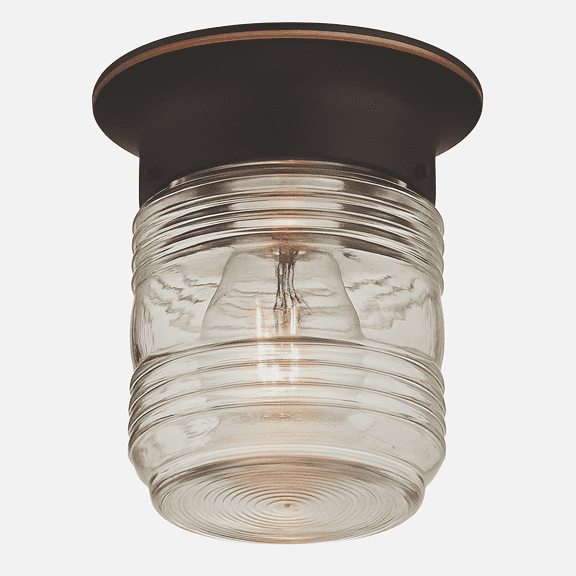 Design House 587238 Jelly Jar 1-Light Indoor/Outdoor Flush Mount Ceiling Light,