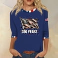 thumbnail image 2 of Youpwaven America 250th Anniversary Women's 3/4 Sleeve Top, USA 250 Years Patriotic Graphic Shirt, 4th of July Waving Flag Crew Neck Tee with Contrast Trim, 2 of 7