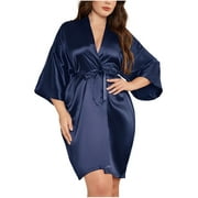 Tranfacy Robes for Women,Silk Robes for Women,Women Casual Fashion Solid Color Simulated Silk Home Clothing Robes