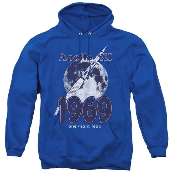 Nasa One Giant Leap Adult Pullover Hoodie Sweatshirt Royal Blue