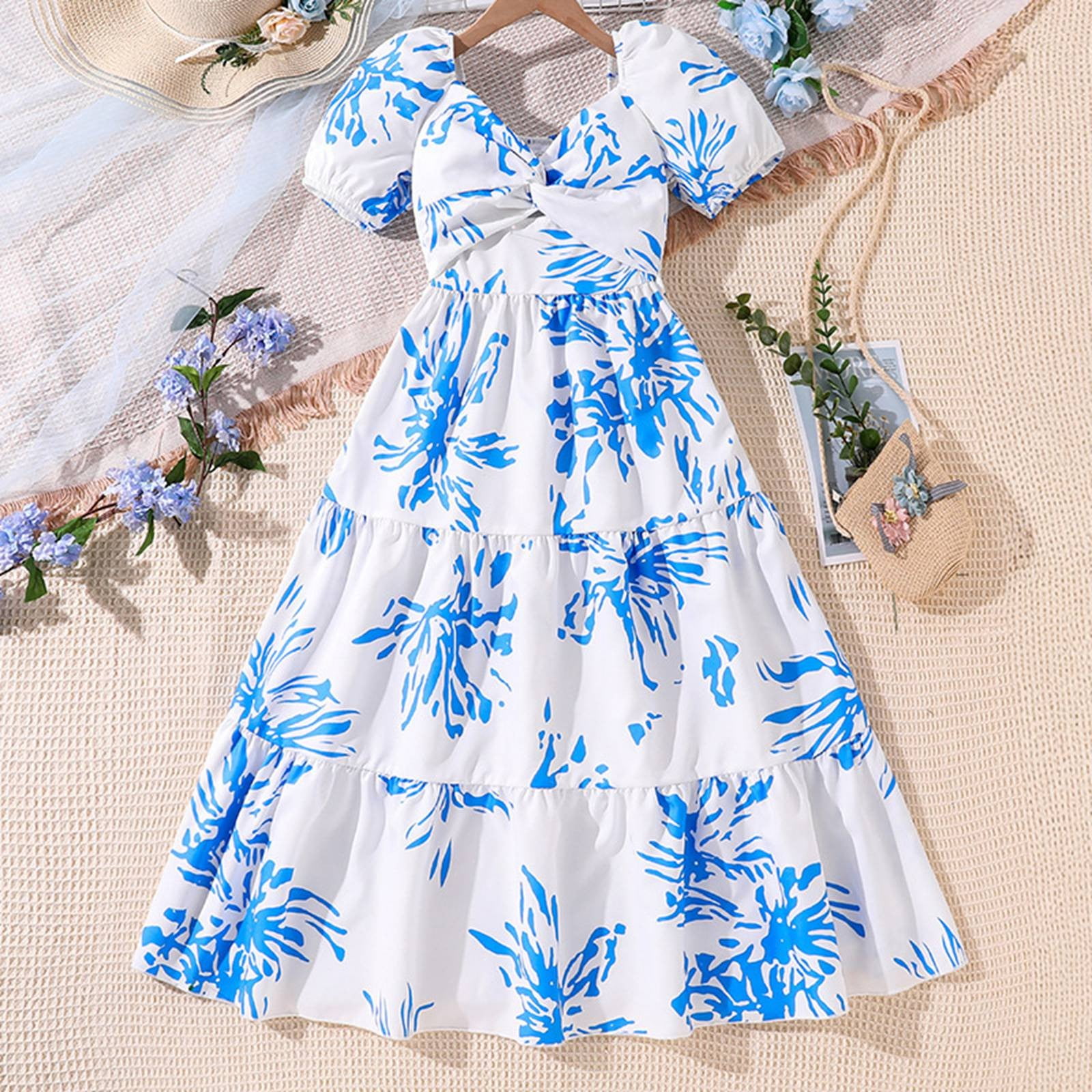 Children's Girls Fashion Temperament Slim Fit Printed Puff Sleeve Swing  Dress Vintage Girl Dress 3x Denim Dress Baby Girl Dresses 18-24 Months  Toddler Bunny Dress Open Back Lace And Mesh Bridesmaid -