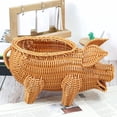 thumbnail image 3 of Cesta de almacenamiento de mimbre decorativa con forma de cerdo, cesta tejida de mimbre para servir, cesta de pan de sauce, fruta de paja hecha a mano, 3 of 5