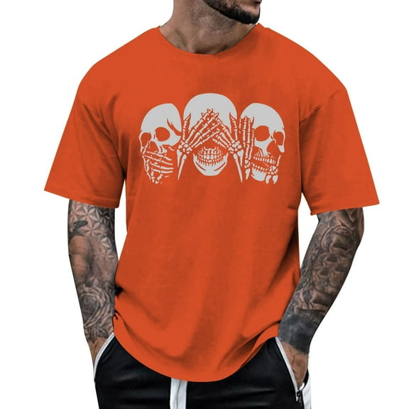 Bones Watch And Hear Printed Novelty Halloween Graphic Tees For Men And Women Comfortable Casual Adult T-Shirts