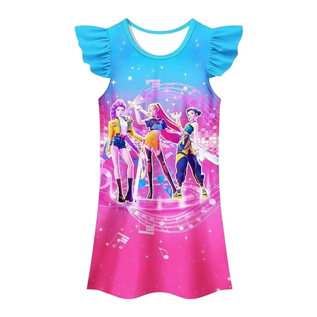 Moonsky Vestido de Huntrix con las cantantes de Dem0n Hunters, Rumi, Mira y Zoey. volantes y un bolso a juego. Perfecto disfraz de actuación o atuendo para el escenario.,Rosa,110