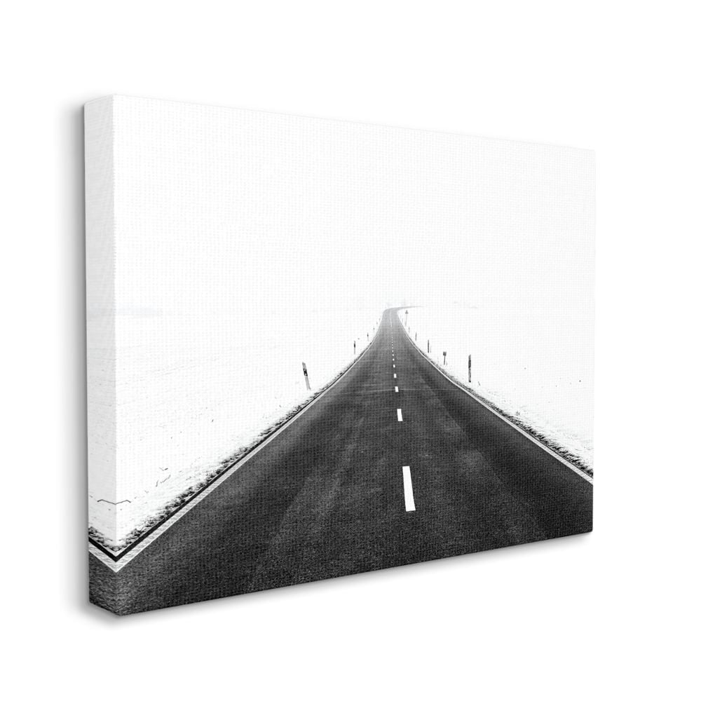 Stupell Industries Winter Road Black And White Landscape Photograph Canvas Wall Art by Matthias Conrad