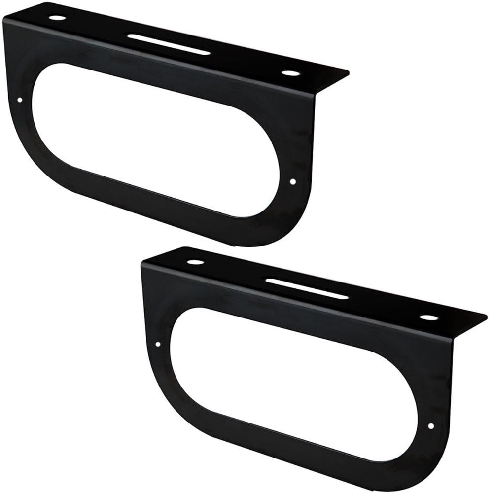 (2) Black Taillight Mounting Brackets fits 6" Oval Brake Light for Semi