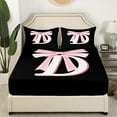 thumbnail image 3 of Erosebridal Initial Letter D Bed Sheets Set Queen Size, Black Pink Bed Sheets Queen, Kawaii Bow-tie Reversible Sheet Set Queen, Lightweight Room Decorative, 4pcs, 3 of 7