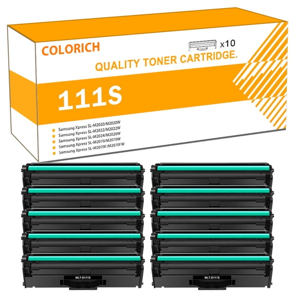 Colorich 10-Pack Compatible Toner Cartridge for Samsung MLT-D111S Xpress M2020W M2070FW M2070W Laser Printer Ink (Black)