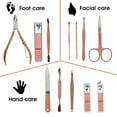 thumbnail image 2 of Juego portátil de cortaúñas y herramientas de belleza, juego de manicura de acero inoxidable martensítico de oro rosa 12 en 1, con bolsa de cuero rosa, adecuado para el hogar, lugar de trabajo,, 2 of 7