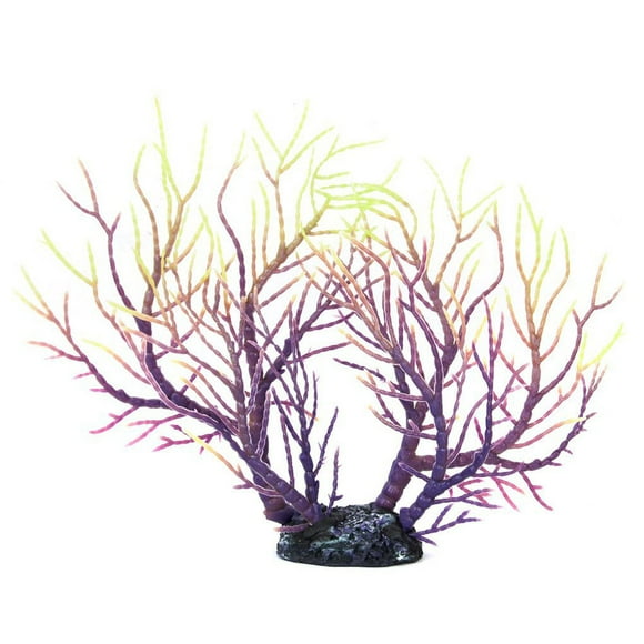 EeaseMX Adorno de coral artificial para acuario (morado y amarillo)
