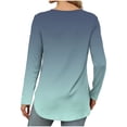 thumbnail image 6 of Sevevn Women Loose Round Neck Long Sleeved Gradient Color T-shirt Top Army Green XL Family Gifts, 6 of 7
