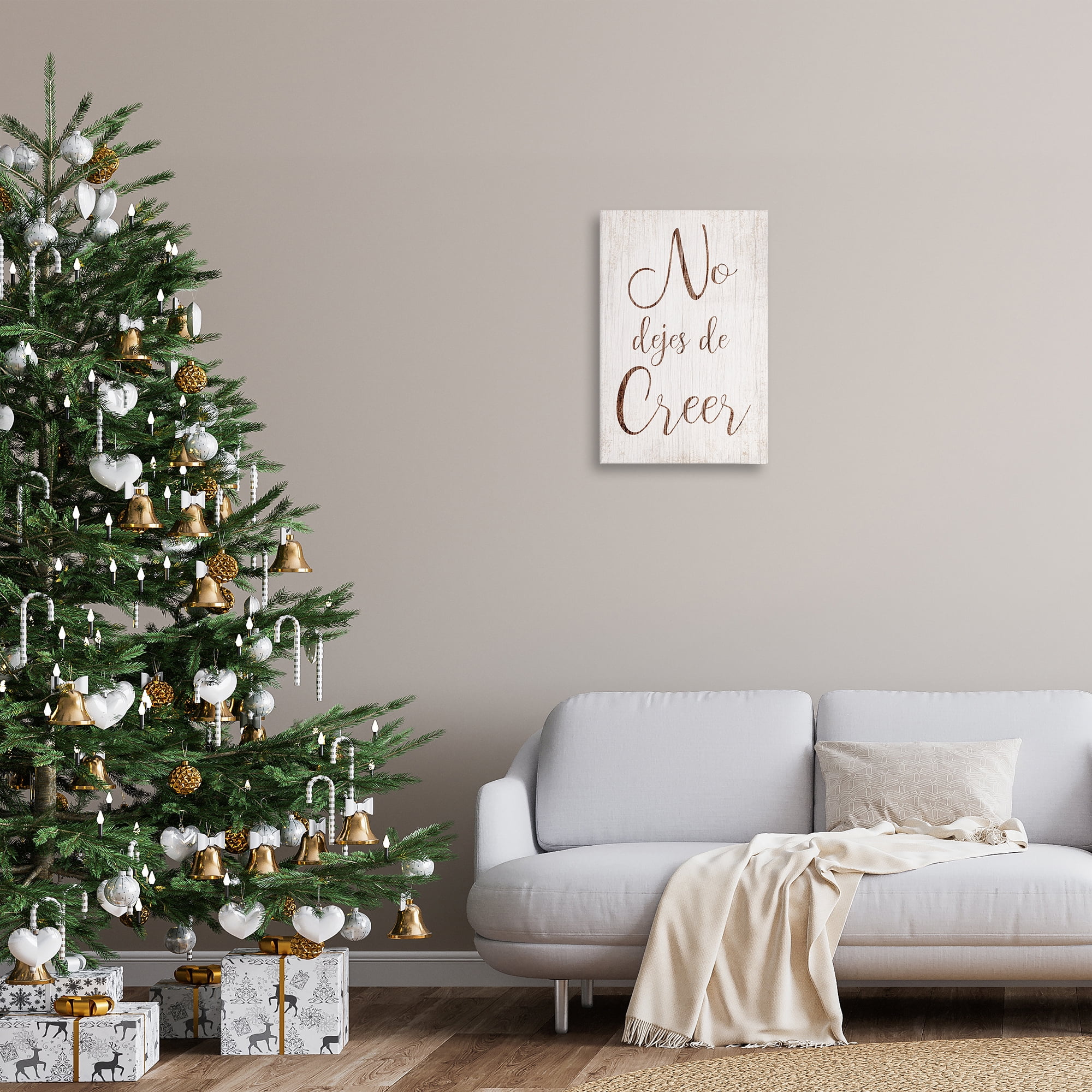 Stupell Industries No Dejes de Creer Holiday Painting Wrapped Canvas Art Print Wall Art, 16 x 24