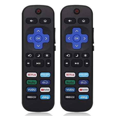 [2 Pack] Remote for Roku TV, 8 Shortcut Keys, Universal for TCL Hisense Onn Sharp Philips Element Westinghouse Insignia Hitachi Branded Smart Roku TVs