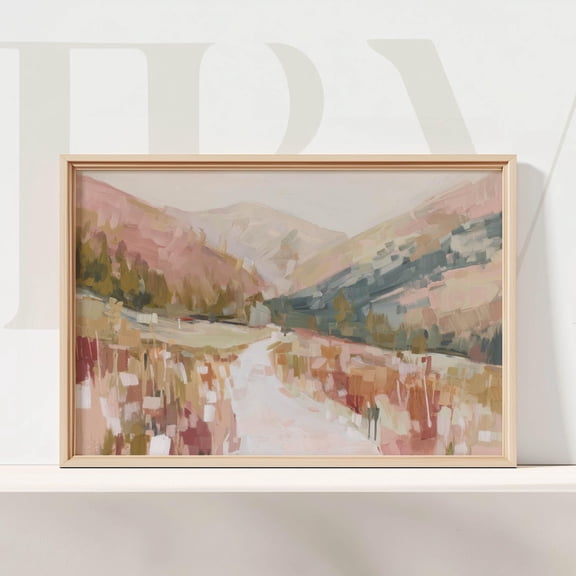 Rich Earth Tone Landscape Art Mountains Abstract Print Decor Modern Impressionist Countryside Home Decor #481, Unframed Poster Size 8x12