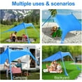 thumbnail image 6 of Beach Canopy Tent Sun Shade with UPF 50+ UV Protection, Beach Tent Sun Shelter with Sandbags, Poles and Ground Pegs and Anti-Wind Ropes for Outdoor, Camping, Backyard and Picnics, 6 of 7